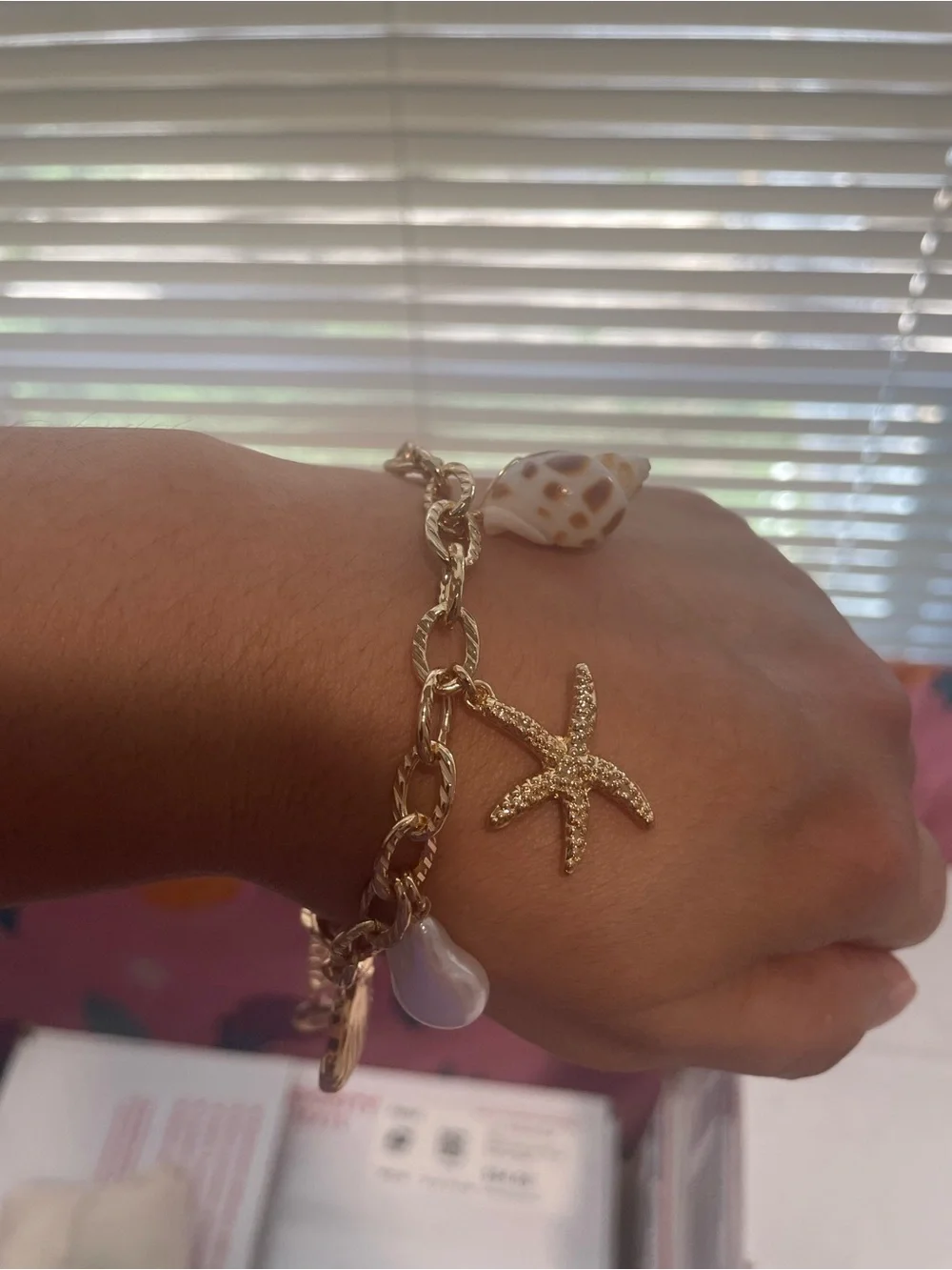 House of Harlow 1960 Gold and White Sea Charm Bracelet